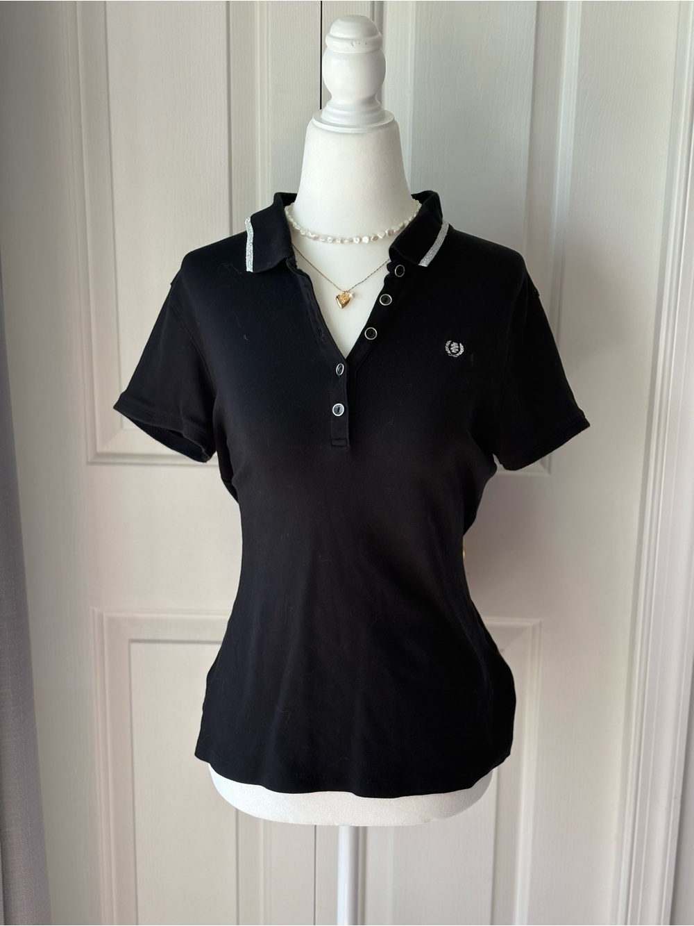 Izod Black Short-Sleeve Polo with Contrast Trim